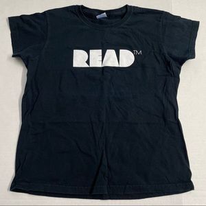 Black white gildan book t-shirt read medium top M